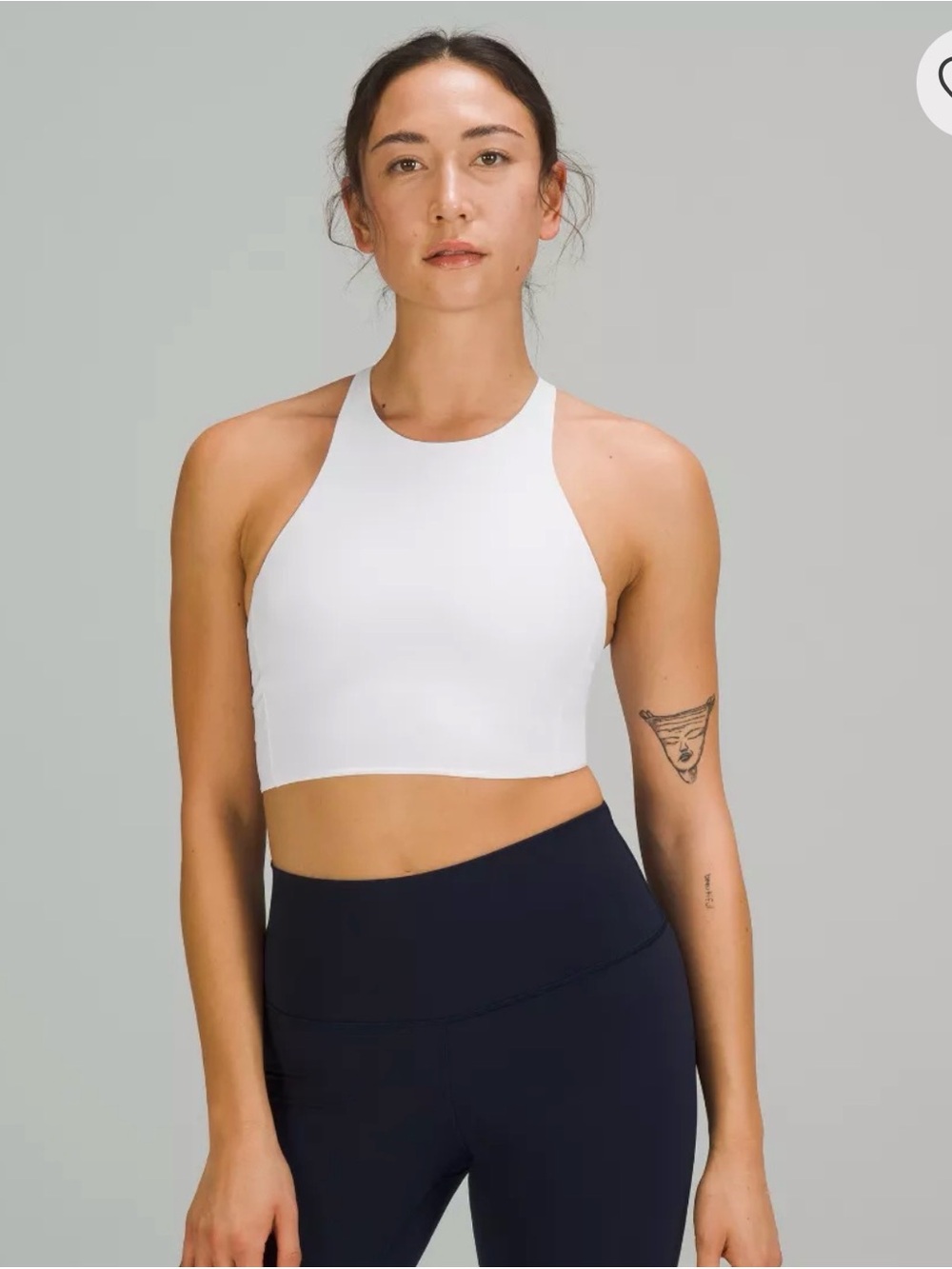 Lululemon Strong Lines Bra Medium Support Sports Bra Sz 8 White high neck run - Picture 3 of 12